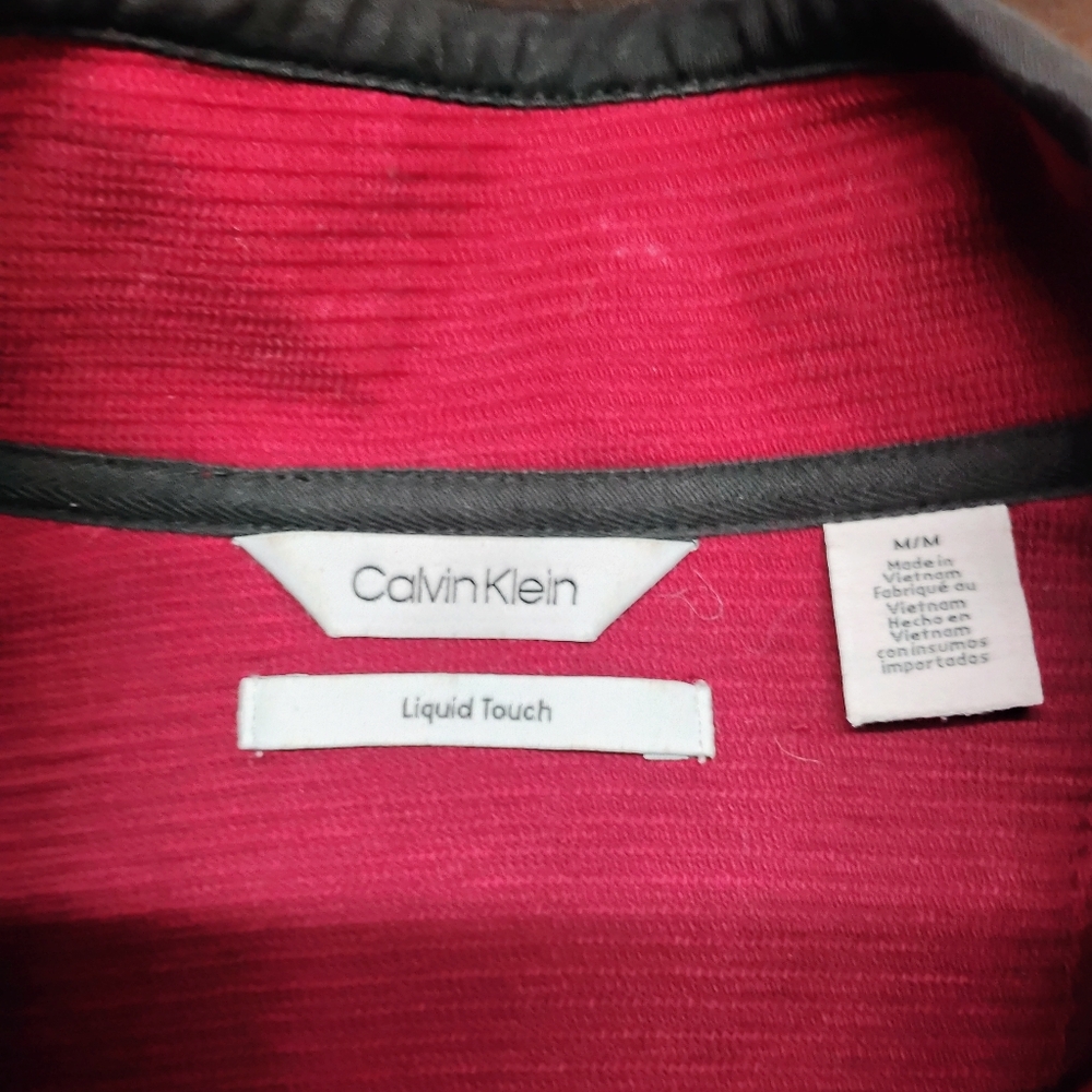 Calvin Klein Liquid Touch Mens Medium Red Quarter Zip Pullover Ribbed Knit Top C - Picture 6 of 7
